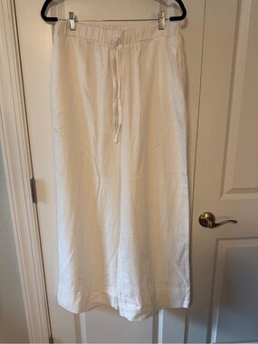 Ci Sono Cream Elastic Waist Casual Summer Pants XL Linen Blend